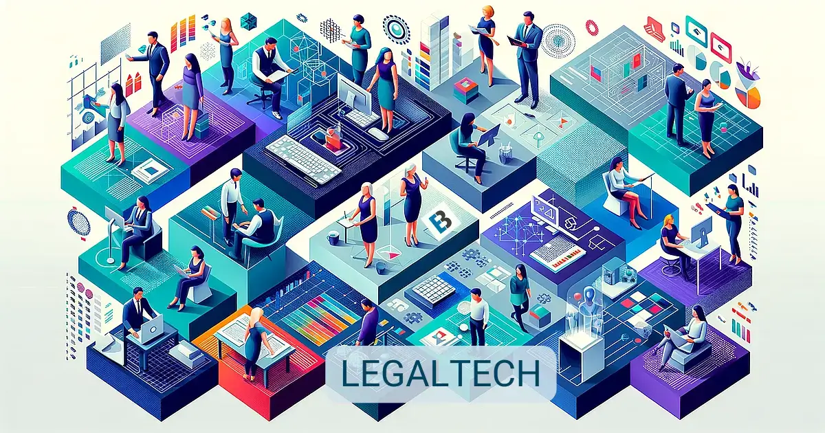 A NFT visual depiction of innovative LegalTech solutions for law firms, featuring modern interfaces and technology tools.